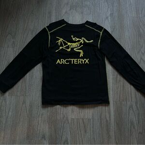 Arc'teryx Black Long Sleeve Logo Tee with Yellow Graphic